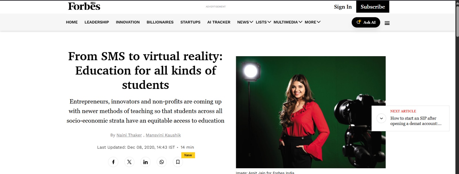 Forbes India coverage